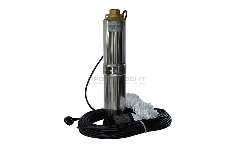 Насос скважинный Водолей БЦПЭУ 0,5-50 У (0,97 кВт, однофазный, Qmax 1,8 л/мин, Hmax 75м, кабель 50м)