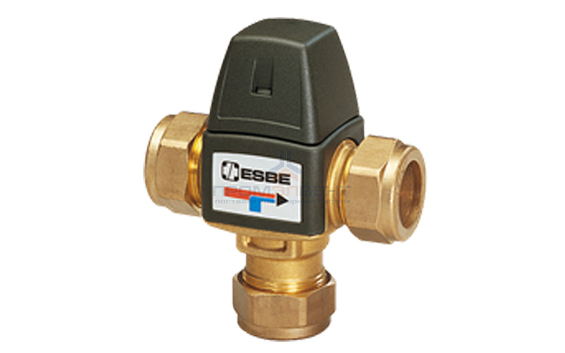 Клапан термостатический смесительный ESBE VTA323 - CPF 15 мм (компрессионное подключение, Tmax. 95°C, точка переключения 35-60°C)