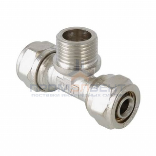 Тройник с переходом на наружную резьбу VALTEC VTm.333 - 20 x 3/4" (винтовой, для металлопласт.труб)