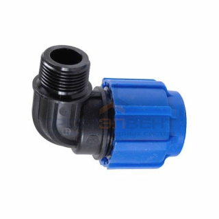 Переход на наружную резьбу угловой Политэк - 50 x 2" (винтовой, для труб ПНД)