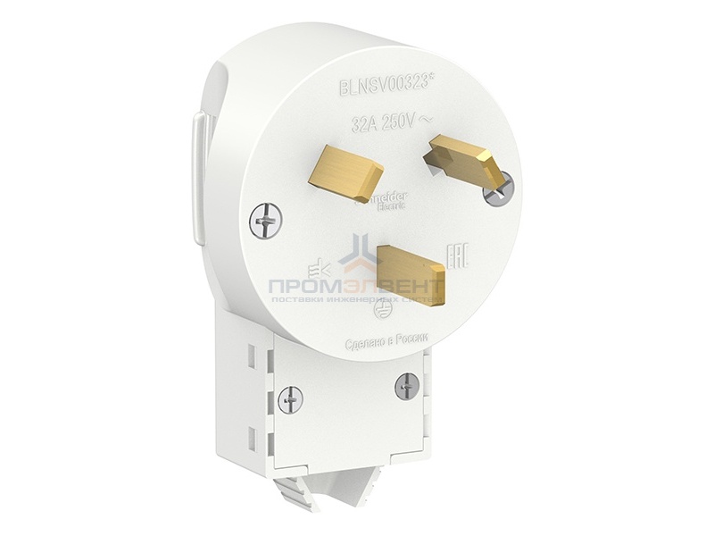 Вилка силовая Schneider Electric 2Р+N, 32А, 250В, белая