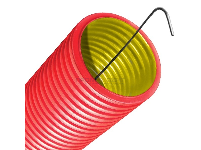 Труба двустенная гибкая DKC 63 мм, с протяжкой, с муфтой красная [бухта 50м]