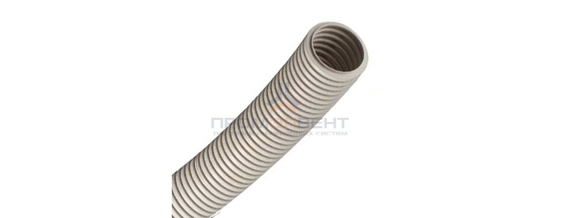 Труба ПВХ гибкая гофр. д.20мм, лёгкая без протяжки, цвет серый [бухта 50м]