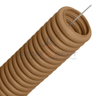 Труба гофрированная ПВХ д20 под дерево (бук) с протяжкой (бухта 100м)