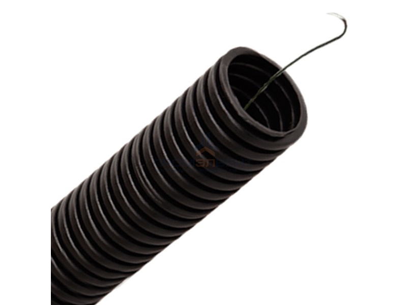 Труба гофрированная ПНД HF d63мм с протяжкой безгалогенная стойкая к ультрафиолету черная [15м]