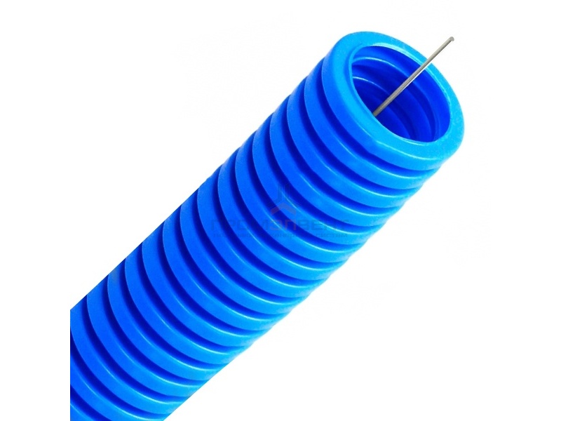 Труба ППЛ гофрированная DKC д.50мм, лёгкая с протяжкой, цвет синий [бухта 15м]