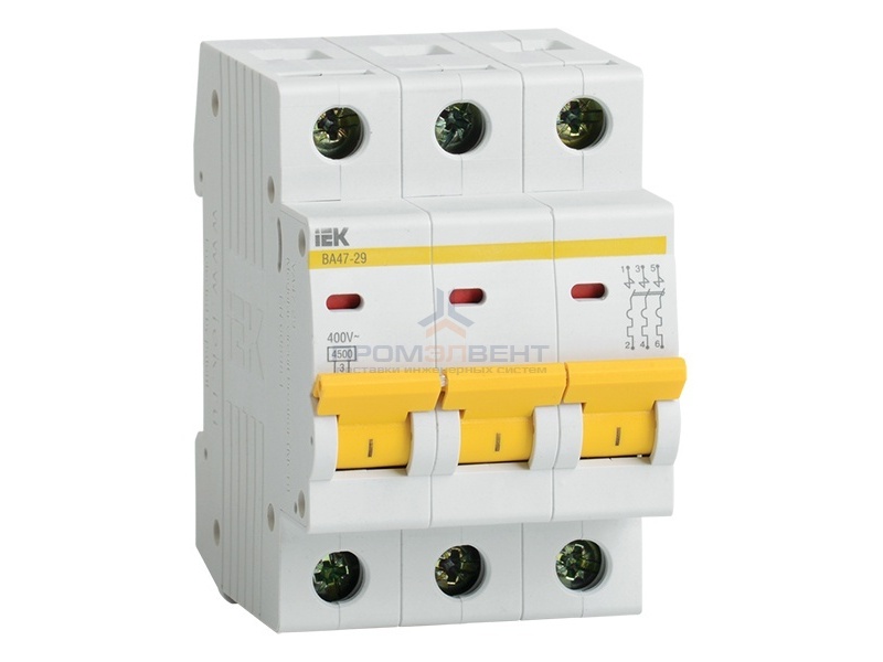 Автоматический выключатель ВА47-29 3Р 20А 4,5кА характеристика D ИЭК (автомат)