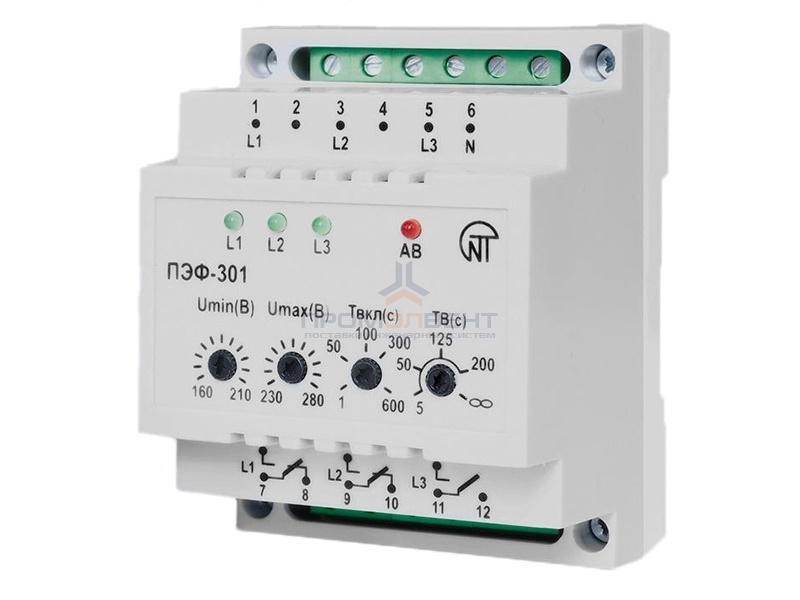 Универсальный автоматический электронный переключатель фаз ПЭФ-301 16А на DIN-рейку